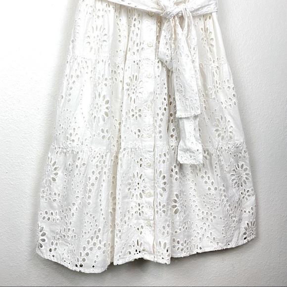 RACHEL PARCELL White Tiered Eyelet Button Up Dress Size Small - Picture 7 of 15